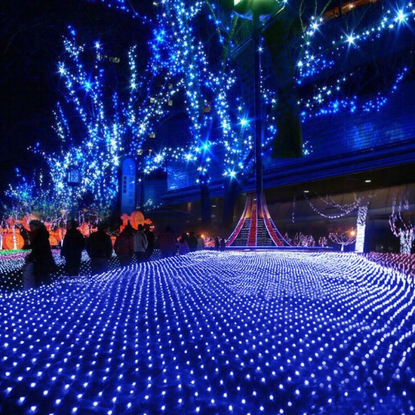 Blue 020 Led Net Mesh Decorative Fairy Lights Twinkle Lighting Christmas Wedding Party Eu"110-240v