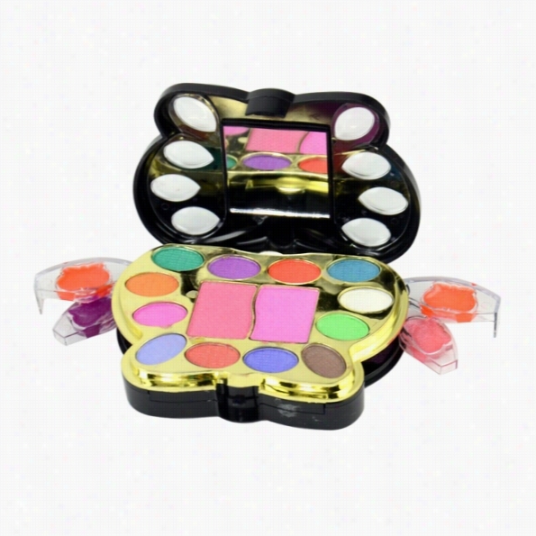 Butttreflh Pattern Cosmetics Make Up Kit"sets Power Cake & Rouge & Lip Gloss & Eye Darken