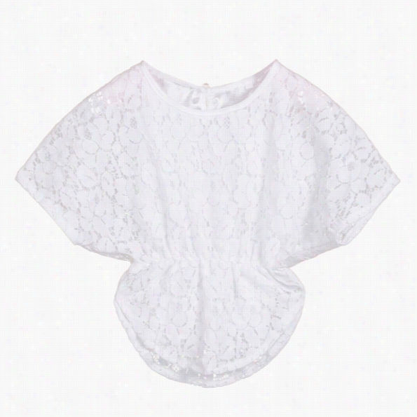 Fashion Baby Girls Lace Batwimg Sleeve O-neck Asymmetric Hen Blouse Tops