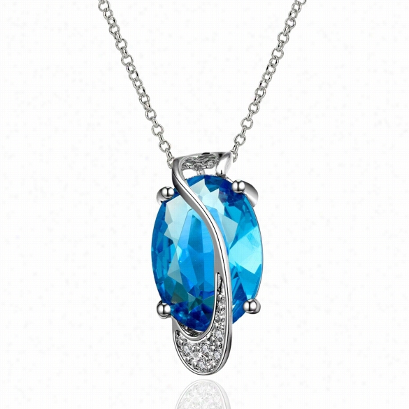 Fashion High End Platinum Plaring Ladies Necklace Crystal Pendant