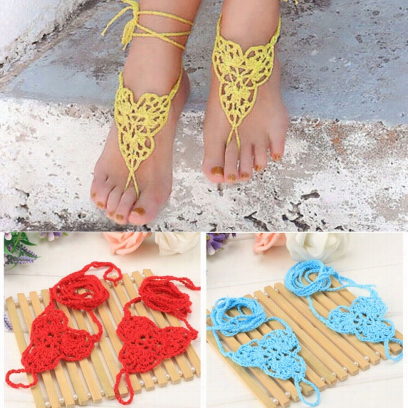 Fashion Women Barefoot Sandls Hand-made Crochet Knittde Beach Wedding Toe Ring Naklets