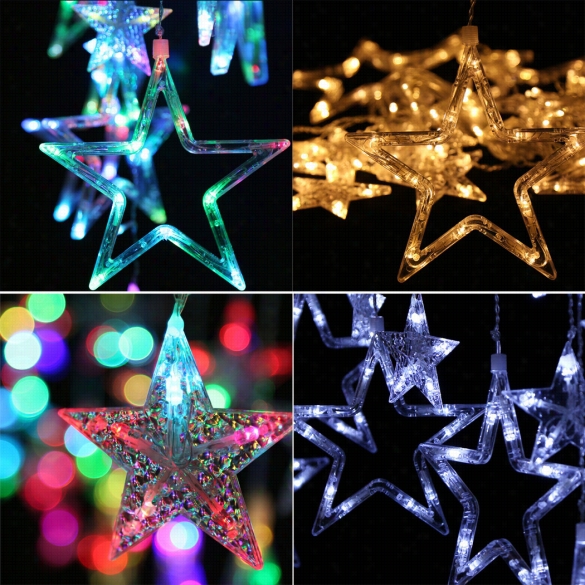 H Omdoox Waterproof Home Outdoor Holiday Chrsitmas Light Led Hanging Staar Curtain String Lights