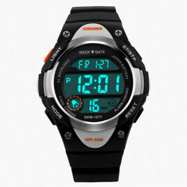 Kids Children Watch Waterproof Electronic Led Outdoor Sports Wrist Watch With Alarum, Calendar, Chronograph, Luminous