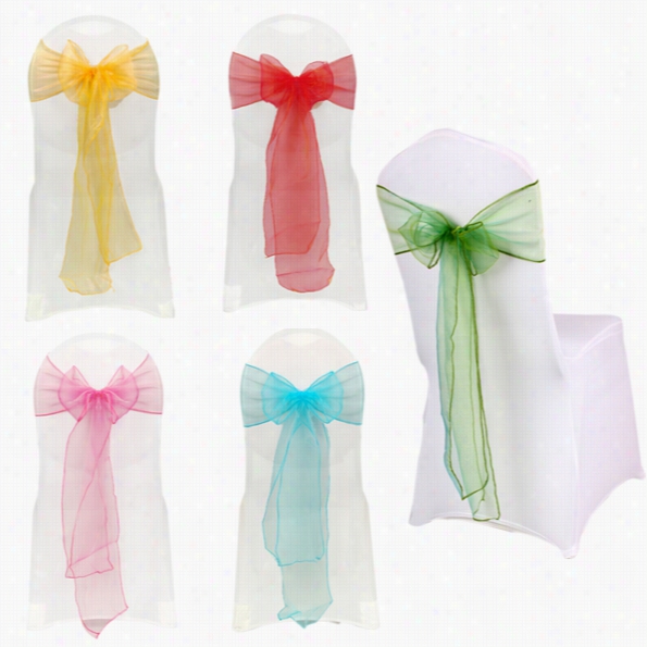 New 25pcs 5colors Organza Chair Sashes Bow Wedding Cover Treat With A ~  Decoration Esy1