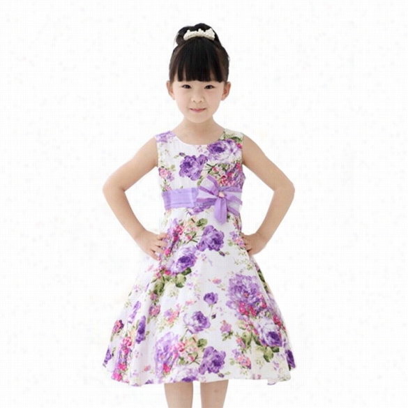 Recent Fashion Baby Girl Kids Children's O-neck Sleeveless Summer Dress