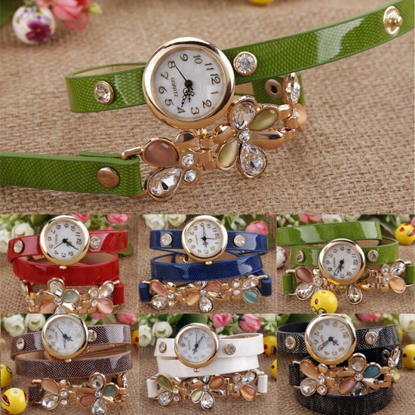 New Fashion Women's Flower Sling Chain Watch Wrap Circle Button Wristwstch