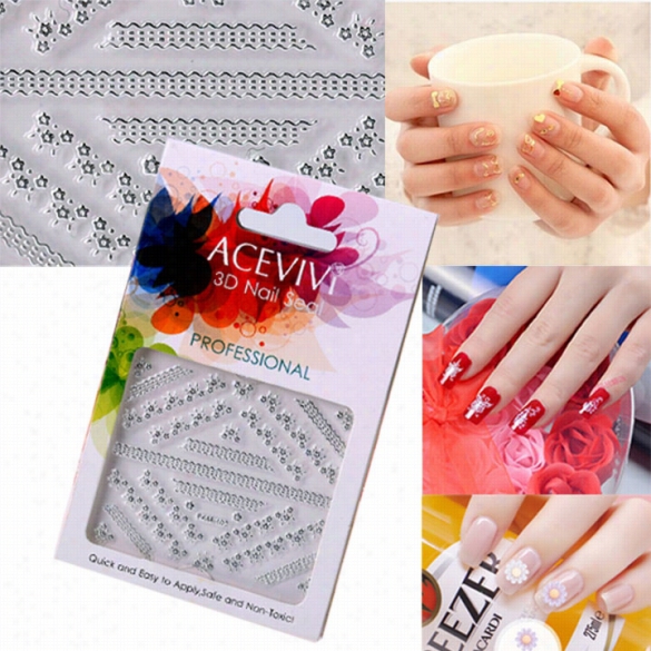 New Fashoin Women's Professional 3d Nail Art Care Fingernail Wraps Stickers