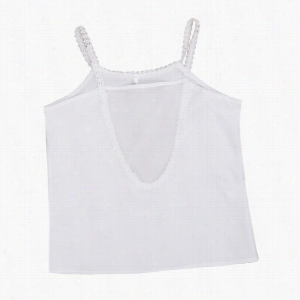 New Stylish Women's Fashion Sleeveless Sexy Slim Mesh Splicing Spaghetti Strap Backless Chiffon Blouse