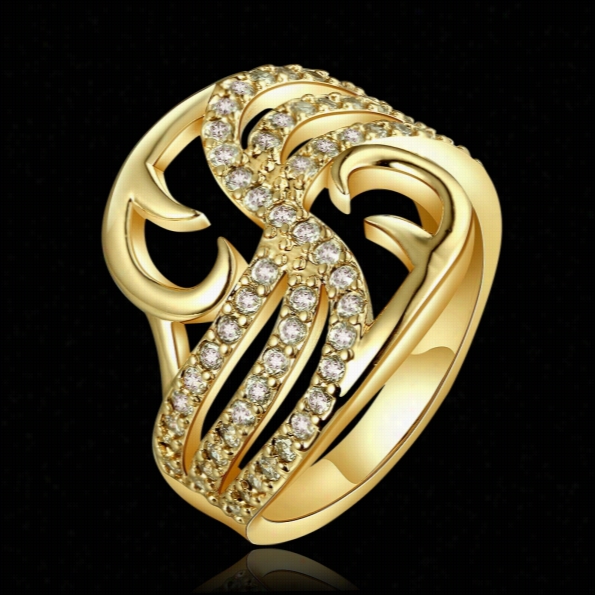 R673-b Wholesale High Quality  Nickle Free Antiallergic Ne W Fashion Jewelryy 18k Gold Platedring