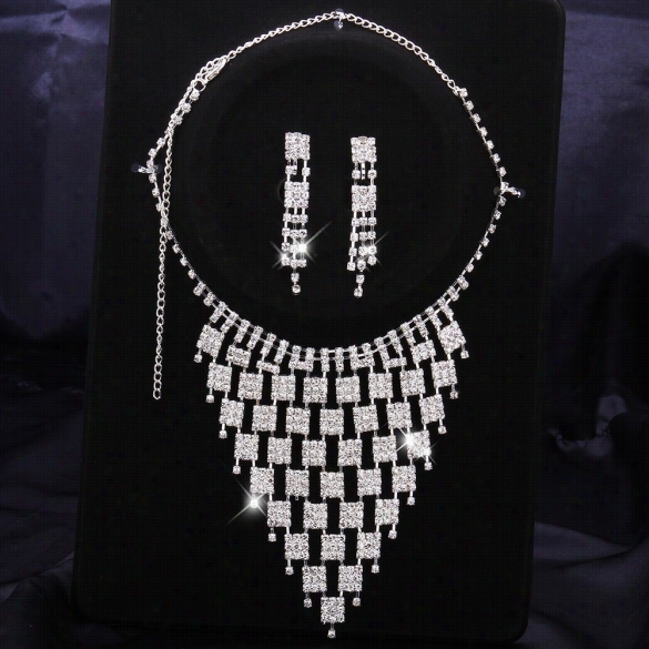 S014rfee Shipping Rhinestone Ceystal Jewelry Set Fashion Crystql Earrings+neckalce Set Wedding Jewelry Sets