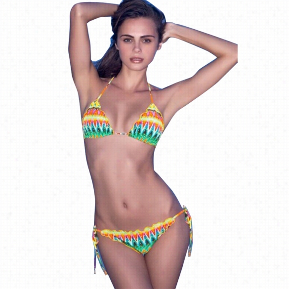 Sezy Women Halter Colorfu Lreversible String Bikini Set Bottoom Swimear Swimsuit