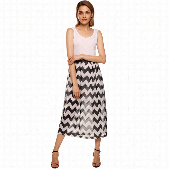 Stylish Lady Women's Casual New Fashion Stripe Sleeveless O-neck Sexy Patchwork Maxi Long Dress