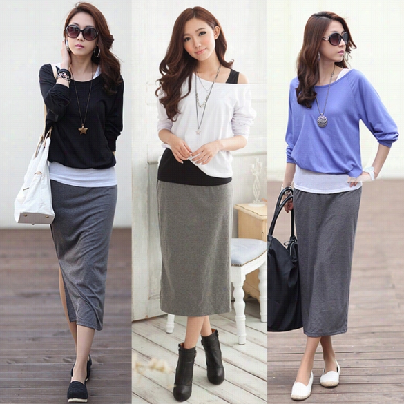 Stylish New Fashion Lady Women Casual Long Sleeve False Three Piece D Ress