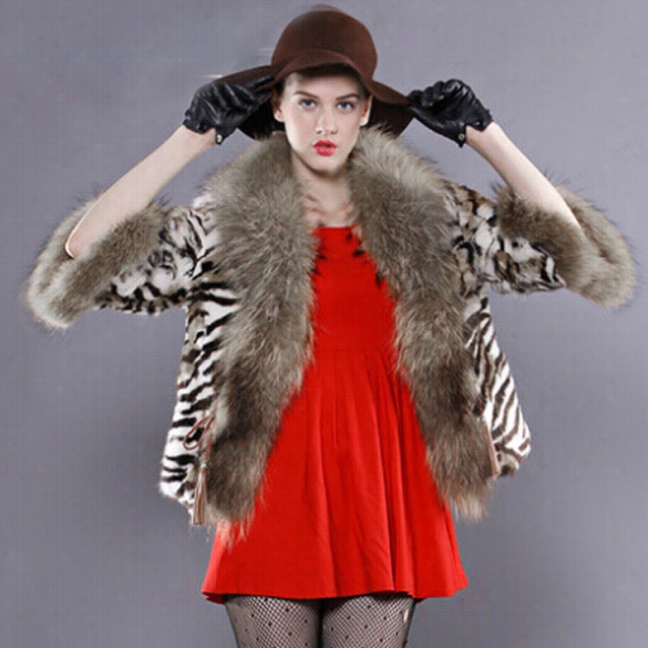 Stylish Women Winter Coat Three-quarter Sleeve Colorf Ul Faux Fur Coat People Of ~ Winter Ouerrwear