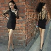 New Sexy Black Women Ladies Long Sleeve Perspective Lace Mini Party Dress