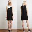 Women Fashion Elegant Casual Round Neck Sleeveless Hollow Classic Black and White Patchwork Mini Dress