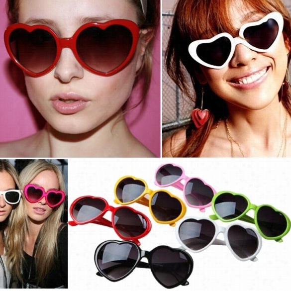 Vijtage Retro Adapt Lolita Heart Shaped Metal Frame Womne Sunglasses