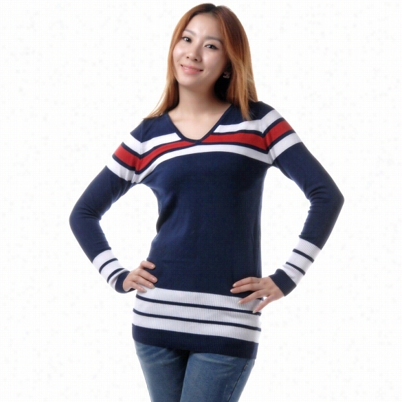 Women Lady C Asual V-neck Long Sleeve Knitwear Mini Sweater Kit Shirt Blouse Tops