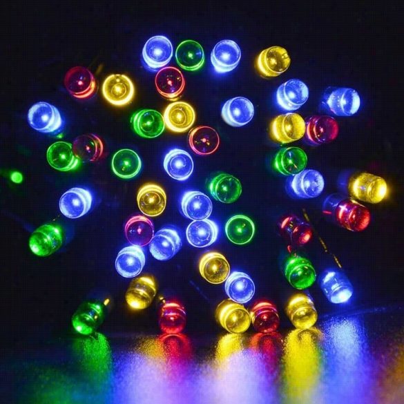 12m 10  Led Solar String Light Multi-coor Waterproof Christmas Party Outdoor Decor Light