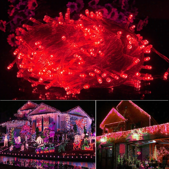 20m 200led Bulbs Christ Mas Fairy Party String Lights Waterproof Red 110v Us