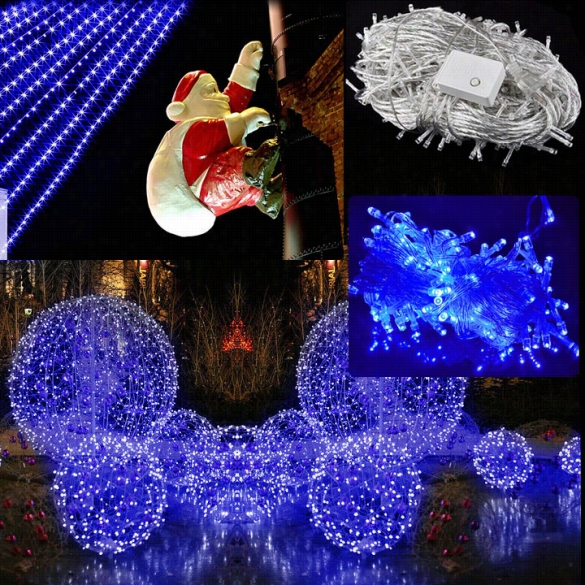 30m 300 Led Blue Lights Decorative Christmas Party Festival Twinkle String Lamp Bulb With Tail Plug 110v Us