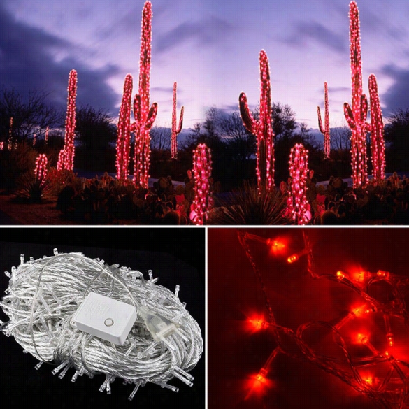 30m 300 Led Red Lights Decorative Christmas Party Fes Tival Twinkle String Lamp Bulb With Tail Plug 220v Eu