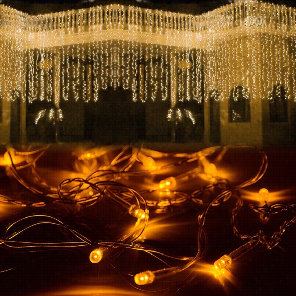 3mx3m 400led Outdoor Christmas Xmas String Fairy Wedding Curtain Light With Tailp Lug Eu"220v Warm Whitee