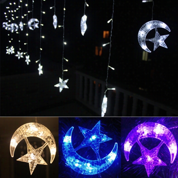 4m Led Moon Star Christmas Cause Decor Bar Indoor Sring Fairy C Urtain Light