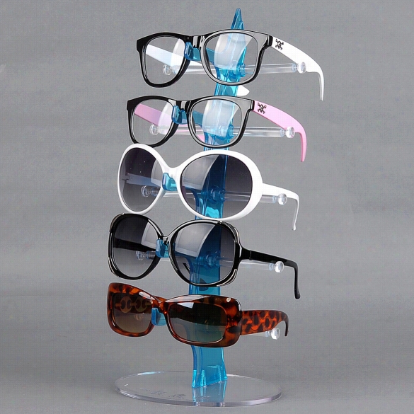 5 Pairs Sunglasses Glasses Frame Retaill Shop Display Showstand Holder Blue
