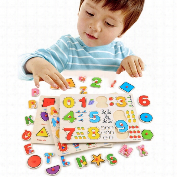 Arhiner 56pcs Woodentoys Doug Deluxe Classic Peg Puzz Le Bundle Of 3 Puzzles  Alphabet"number&quo;graph