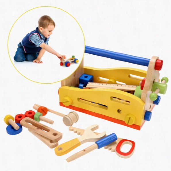 Arshiner Baby 51 Pcs Wooden Multi Functional Nut Combination Toys Bu Ilding Block Set