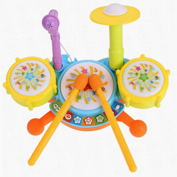 Arshiner Baby Boy Girl Multicolor Plastic Educational Development  Music Toy Electric Beats Jazz Drum Sett