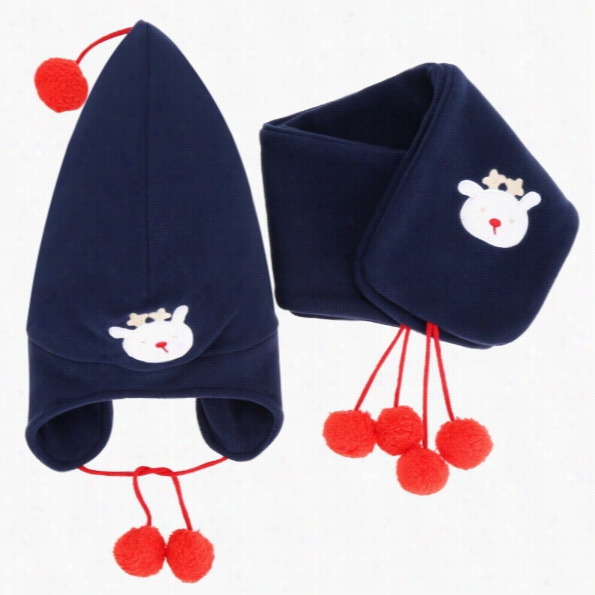 Arshiner Cuge Children Boys Girls Beanies Embroidered Hat An Dscarf Set