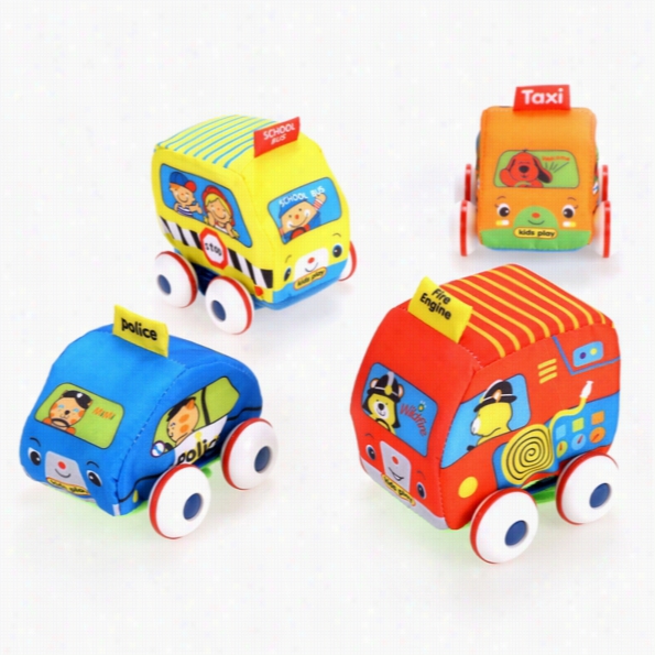 Arshiner Cute Kids Educational Toys Diy 4pcs Pull-back Autos Cartoon Vehicle Set