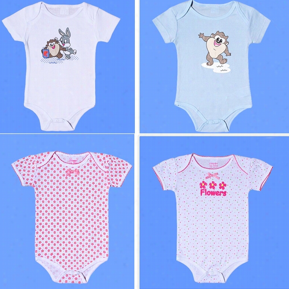 Baby Newborninfant Bodysuit One-piece Short Sleeve Flowers Bodysuits Kit