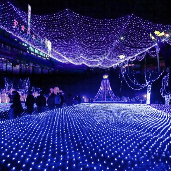 Blue 100 Led Net Mesh Firy Lights Twinkle Lighting Christmas  Weddingg Litigant Us"110v