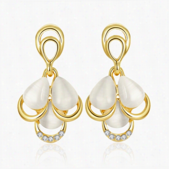 E1059-b Wholesale Nickle Free Antiallergic White Rea Gold Plated  Earrings For Women New Fashion Ewelry