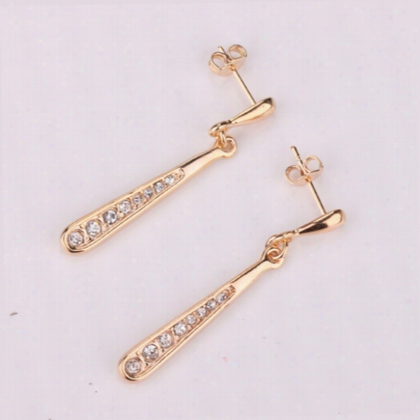 E114 Wholesale Nickle Free Antiallergic 18k Real Gold Plated E Arrings Toward Woen New Fashionjewery Free Shipping