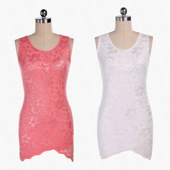 Fashion Wome Folral Lace Hollow  Slim Dress Party Clubwear Bodycon Tank Dress