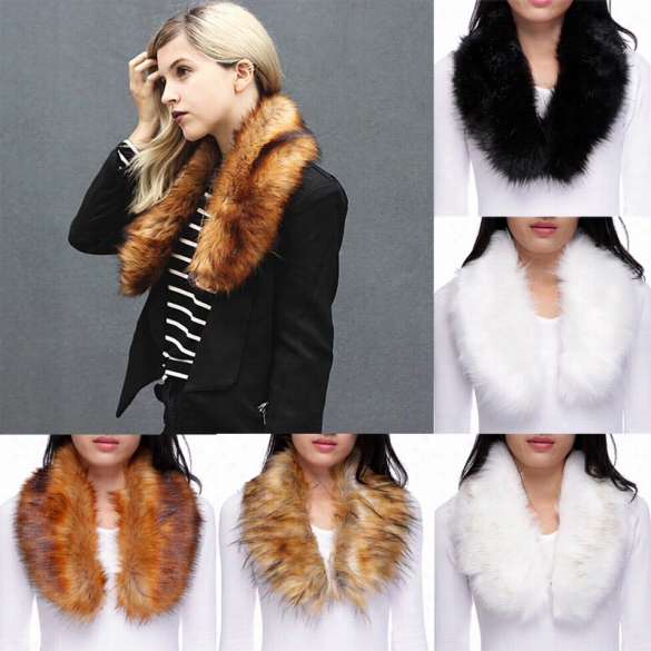 Fashion Women's Faux Fur Collar Raccoon Fur Scarf Shawl Collar Scarves