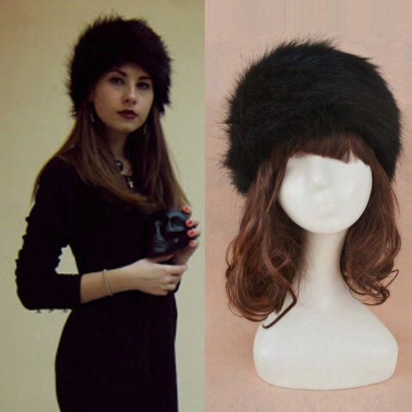 Fashion Women's Faux Fur Headband Russian Style Hat Wintef Warmer Earmuff Hzt Ski Cap