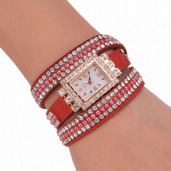 Form Women's Sequin Button Circle Chain Dial Bracelet Wrist Watch