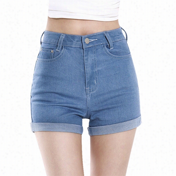 Korea Style New Fashion Women Summer High Waist Crimpin Denim Shorts Jeans Shorts