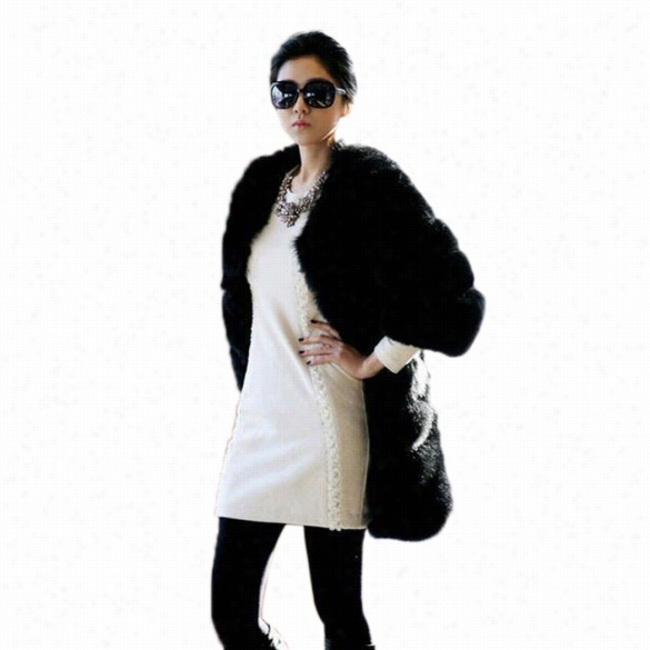 Luxury Women Faux Fur Warm Coat Overcoat Soft Jacket Outerwear Winter Cloak Parka Long Thic Trench Coat