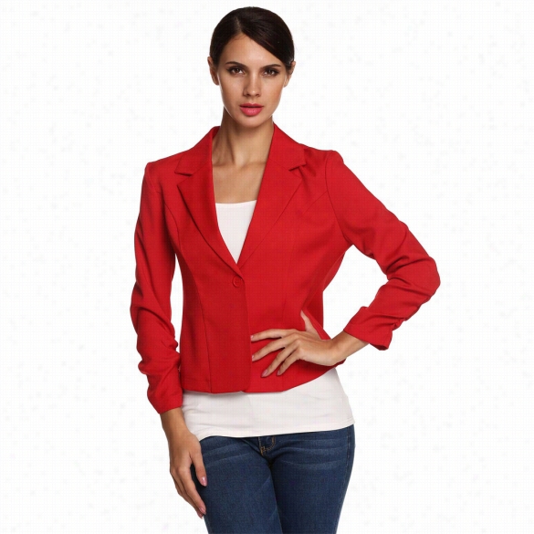 Meaneor Women Lapel Neck Long Sleeve Draped Decor Slim Casual Office Coat Blazer