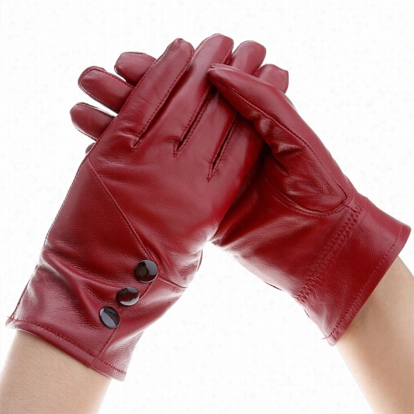 New Fahsion Elegant Driving Glove Lady Women Synthetic Leather Warm Mittens Gloves