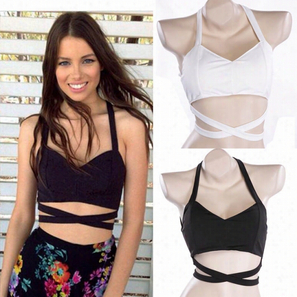 New Fashion Women's Sexy Cross Strap Navel Bra Bustier Hsort Small Vest Top