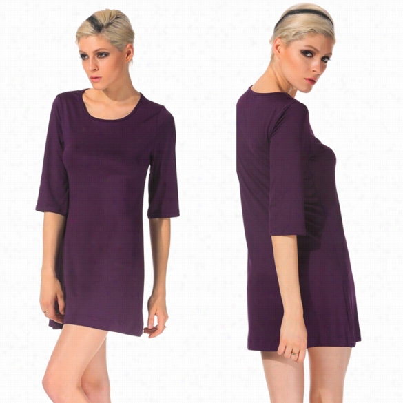 New Stylish Lady Women Fashion Medium Sleeve O-ncek Sexy Slim Dress