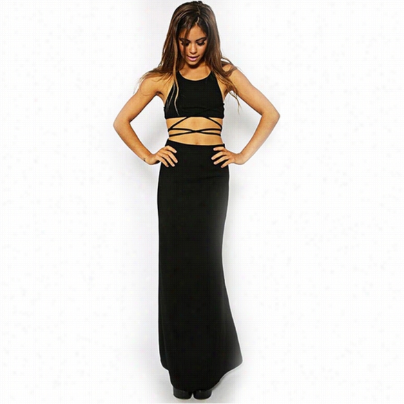 New Women's Sexy Fashion Backlesss Maxi Evening Cocktail Party Dress Two Piece Set