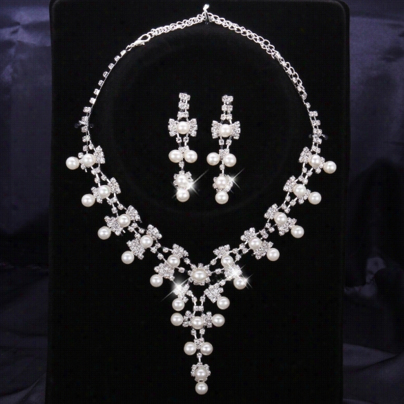 S018free Shipping Rhinestone Crysstal Jewelry Set Fashion Cyrstal Earrings+neckalce Set Wedding Jewelry Sets